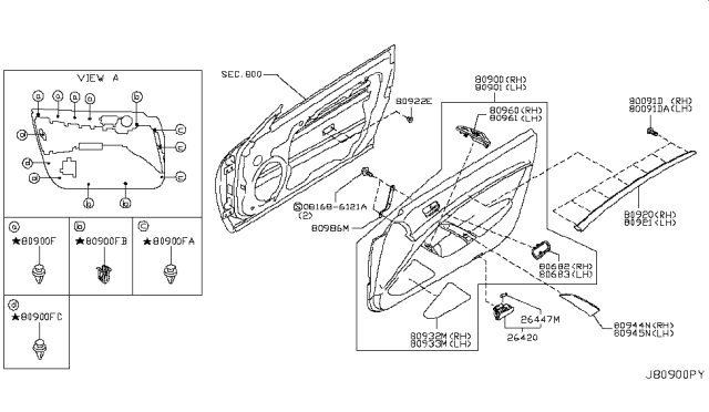 2011 Infiniti G37 Coupe Front Door Trimming Diagram 1