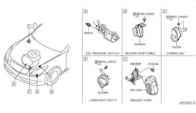 2008 Infiniti G37 Buzzer Assy-Entry Card Diagram for 25640-JK70A