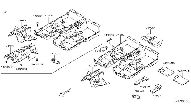 2009 Infiniti G37 Floor Trimming Diagram 2