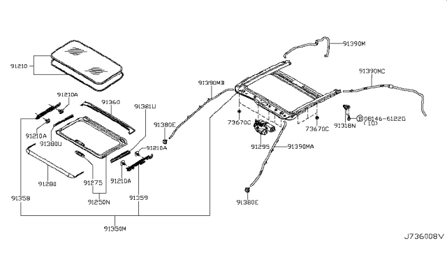 2014 Infiniti Q60 Sun Roof Parts Diagram