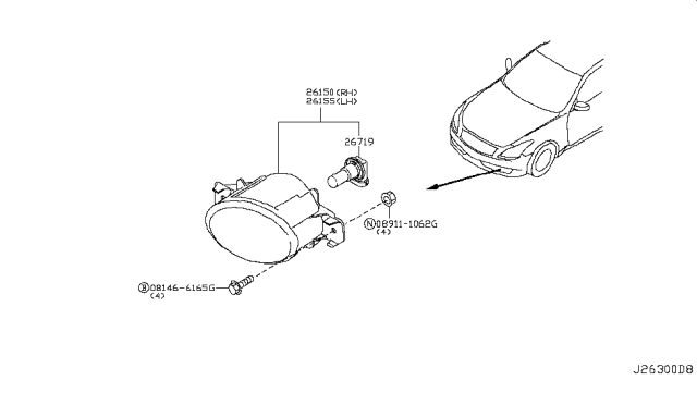 2014 Infiniti Q60 Fog,Daytime Running & Driving Lamp Diagram