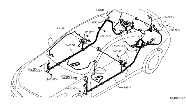 2009 Infiniti G37 Harness-Sub,Body Diagram for 24017-JL00D