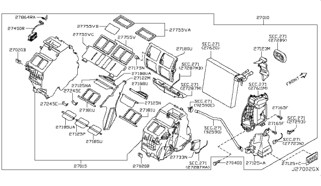 2015 Infiniti Q60 Heater & Blower Unit Diagram 2