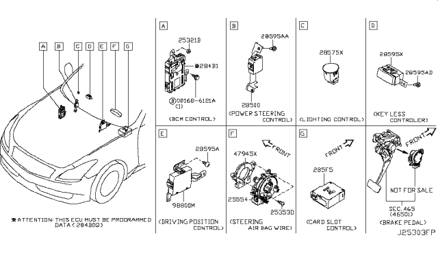 2008 Infiniti G37 Body Control Module Diagram for 284B1-JL04C