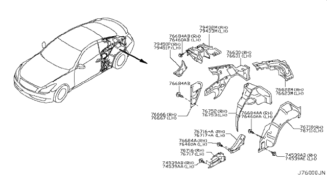 2011 Infiniti G37 Coupe Body Side Panel Diagram 4