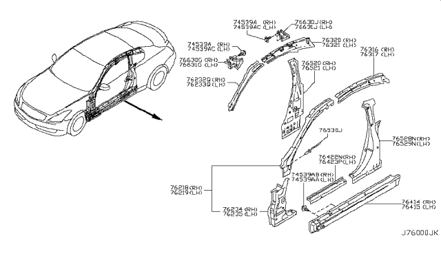 2011 Infiniti G37 Coupe Body Side Panel Diagram 2