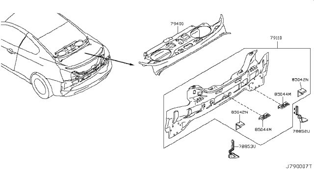 2008 Infiniti G37 Bracket - Rear Bumper FASCIA Diagram for 85045-JL00A