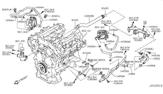 2010 Infiniti G37 Water Hose & Piping Diagram 2