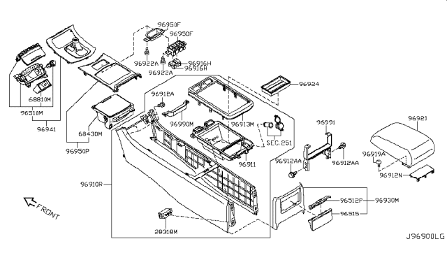 2009 Infiniti G37 Coupe Console Box Diagram 1