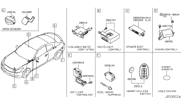 2011 Infiniti G37 Control Assembly Diagram for 253C0-JL60A