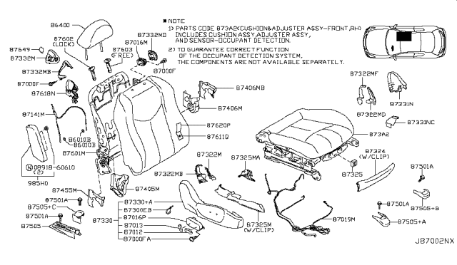 2012 Infiniti G37 Trim Assembly - Front Seat Back Diagram for H7620-1A88A