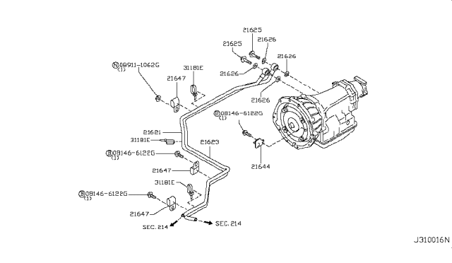 2008 Infiniti G37 Coupe Auto Transmission,Transaxle & Fitting Diagram 5