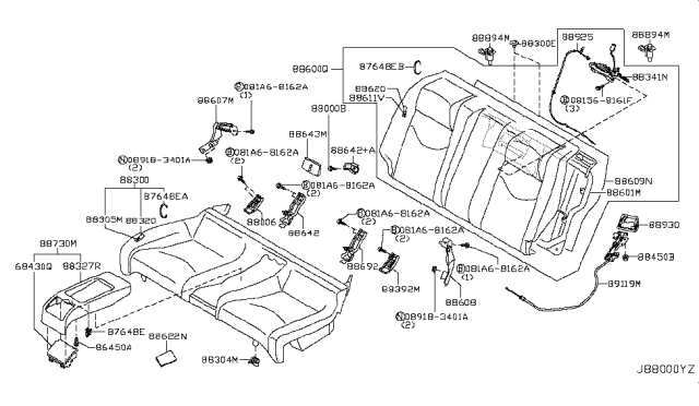 2008 Infiniti G37 Nut Diagram for 80497-AR000