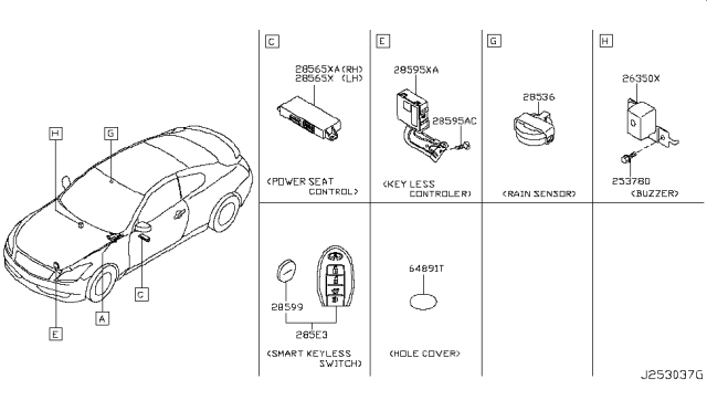 2014 Infiniti Q60 Buzzer Assembly Diagram for 26350-JU41A