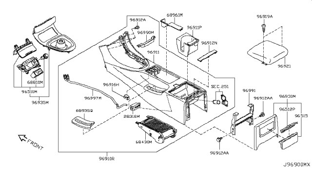 2010 Infiniti G37 Console Box Diagram 4