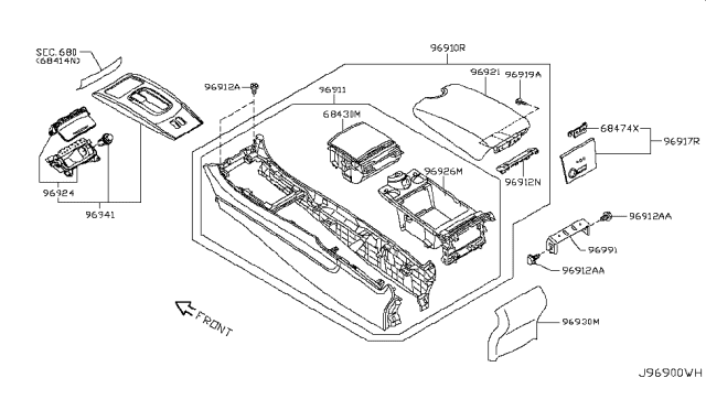 2013 Infiniti G37 Console Box Diagram 1