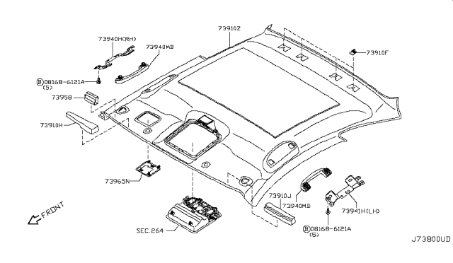 2010 Infiniti G37 Coupe Roof Trimming Diagram 3