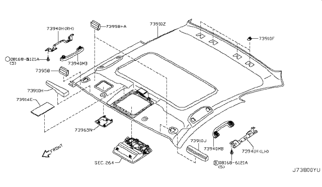 2011 Infiniti G37 Coupe Roof Trimming Diagram 1