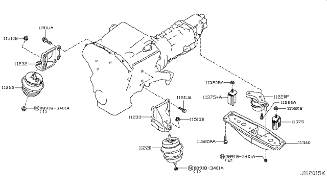 2013 Infiniti G37 Engine & Transmission     Mounting Diagram 3