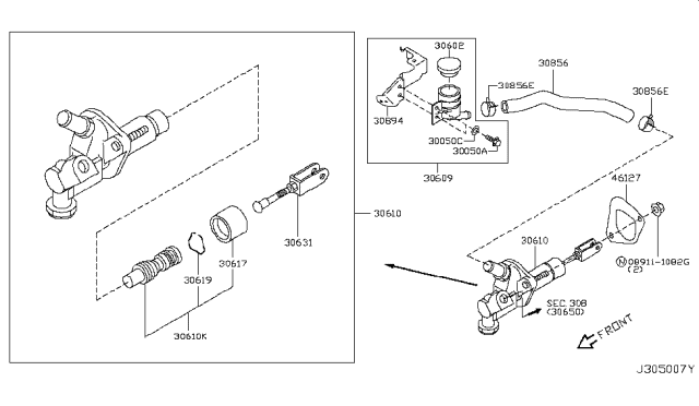 2011 Infiniti G37 Coupe Clutch Master Cylinder Diagram 1