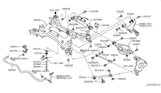 2009 Infiniti G37 Rear Suspension Diagram 6