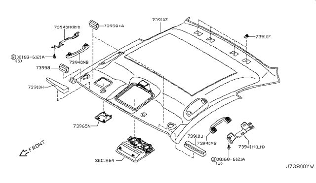 2011 Infiniti G37 Coupe Roof Trimming Diagram 2