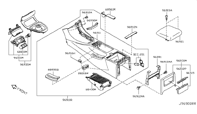 2011 Infiniti G37 Coupe Console Box Diagram 4