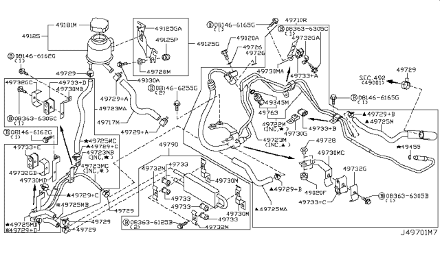 2009 Infiniti G37 Bracket-Reservoir Tank Diagram for 49191-JK02A