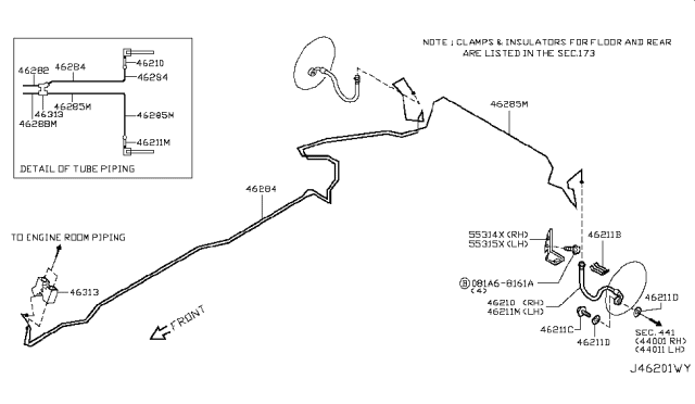 2011 Infiniti G37 Coupe Brake Piping & Control Diagram 3