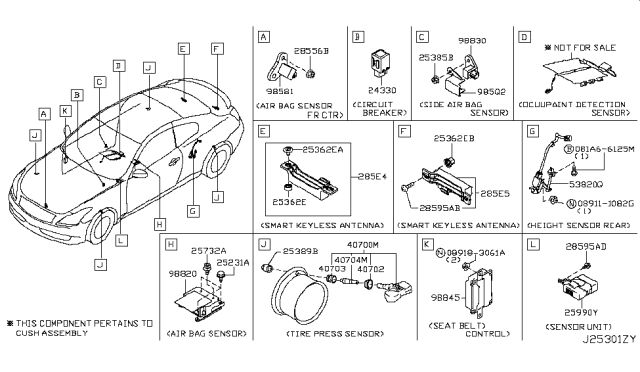 2009 Infiniti G37 Control Assembly-Seat Belt Diagram for 98845-JJ50A