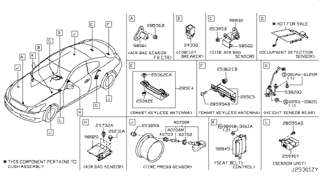 2009 Infiniti G37 Nut Diagram for 40780-JA01A
