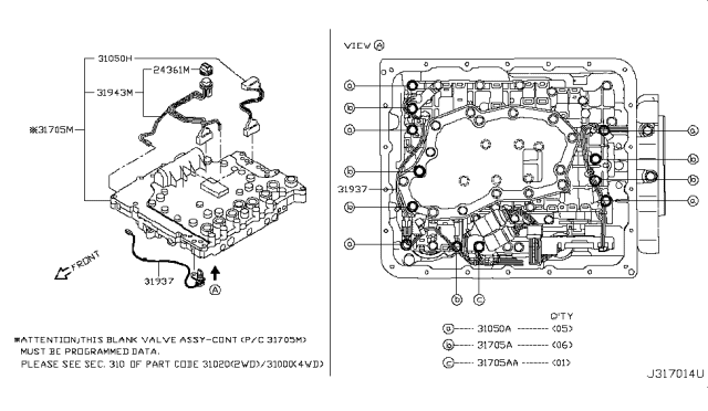 2009 Infiniti G37 Coupe Control Valve (ATM) Diagram 1
