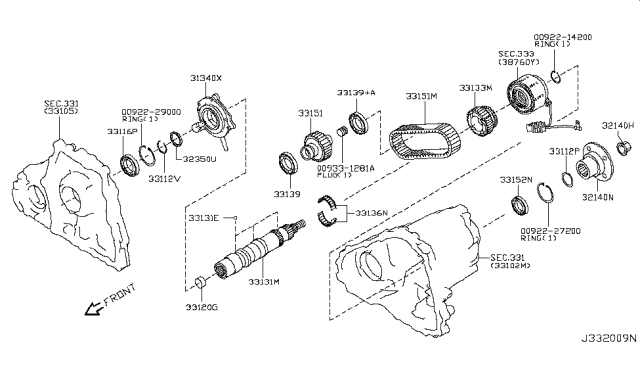 2011 Infiniti G37 Bearing - Drive Shaft Diagram for 32203-CG000