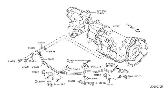 2008 Infiniti G37 Coupe Auto Transmission,Transaxle & Fitting Diagram 6