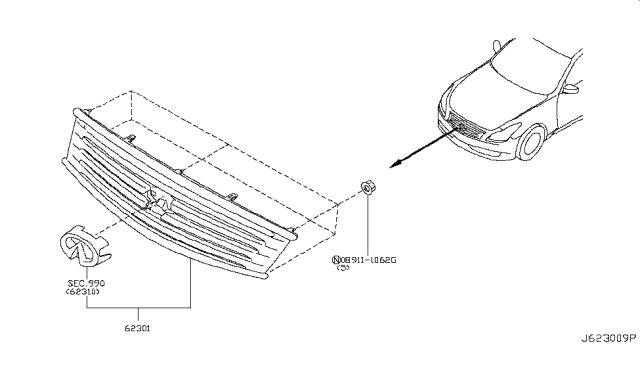 2014 Infiniti Q60 Front Grille Diagram