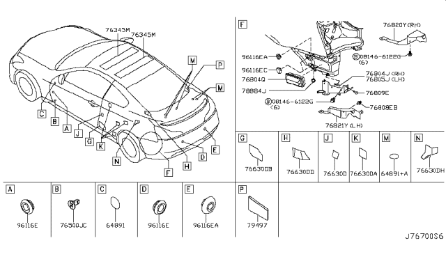 2009 Infiniti G37 Body Side Fitting Diagram 5