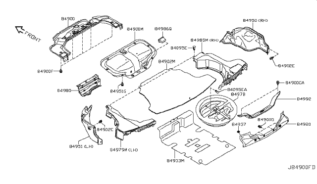 2008 Infiniti G37 Coupe Trunk & Luggage Room Trimming Diagram 1