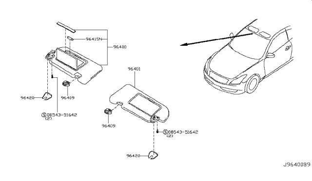 2008 Infiniti G37 Sunvisor Diagram