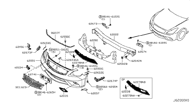 2011 Infiniti G37 Front Bumper Diagram 3