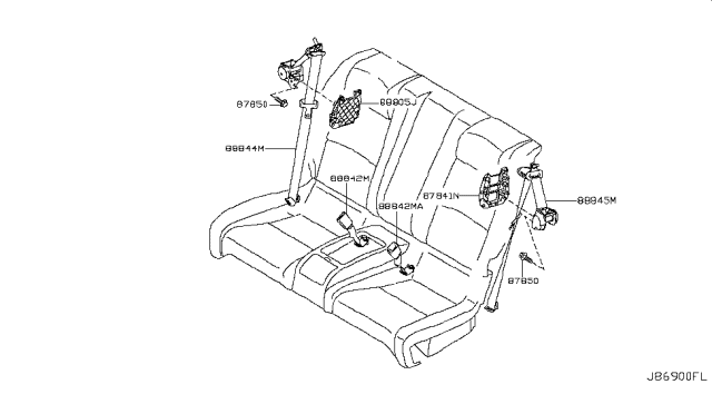 2009 Infiniti G37 Belt Assy-Rear Seat Tongue, Lh Diagram for 88845-JK65A