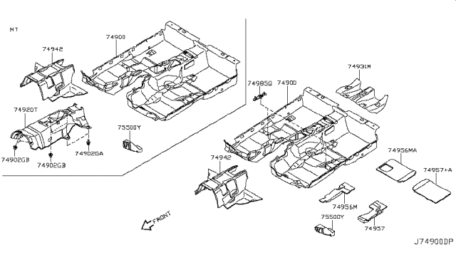 2008 Infiniti G37 Floor Trimming Diagram 1