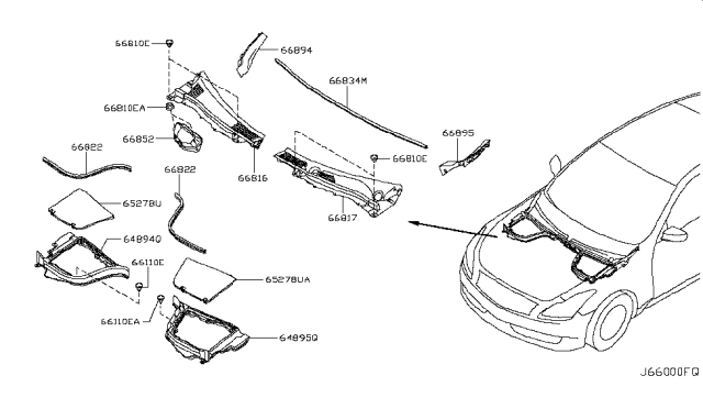 2012 Infiniti G37 Coupe Cowl Top & Fitting Diagram 1