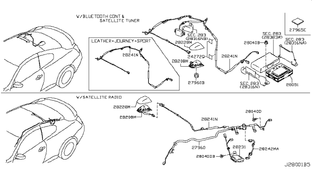 2013 Infiniti G37 Antenna Diagram for 28243-JL10A