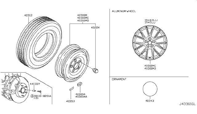2015 Infiniti Q60 Aluminum Wheel Diagram for D0C00-1A35E