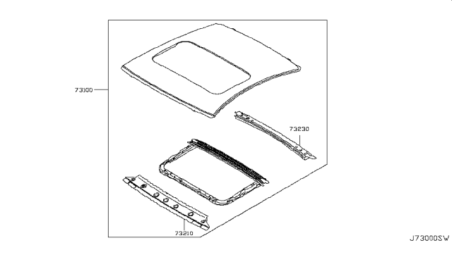 2012 Infiniti G37 Roof Panel & Fitting Diagram 2