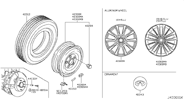 2010 Infiniti G37 Road Wheel & Tire Diagram 3