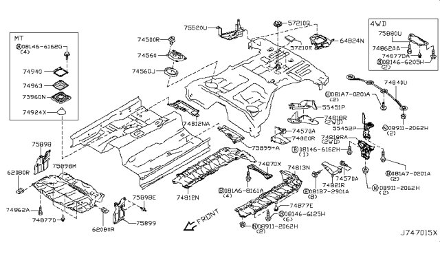 2015 Infiniti Q60 Floor Fitting Diagram 2