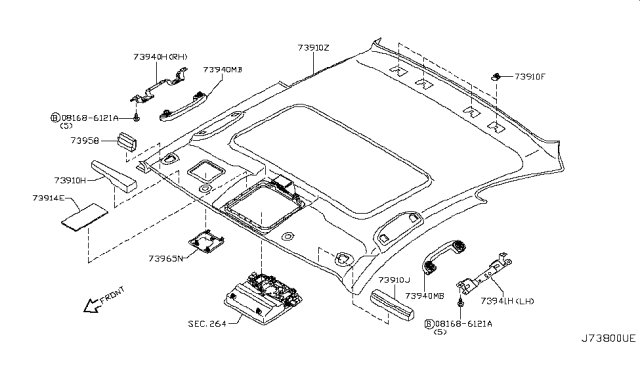 2010 Infiniti G37 Coupe Roof Trimming Diagram 1