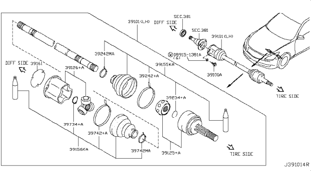 2010 Infiniti G37 Front Drive Shaft (FF) Diagram 1