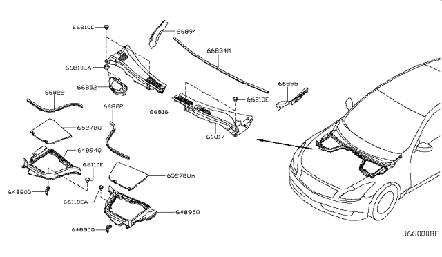 2011 Infiniti G37 Coupe Cowl Top & Fitting Diagram